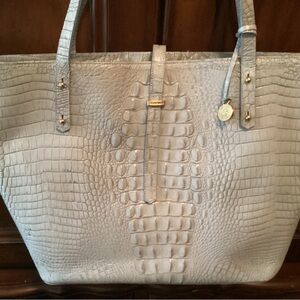 BRAHMIN All Day Tote Light Blue Leather Tote Bag